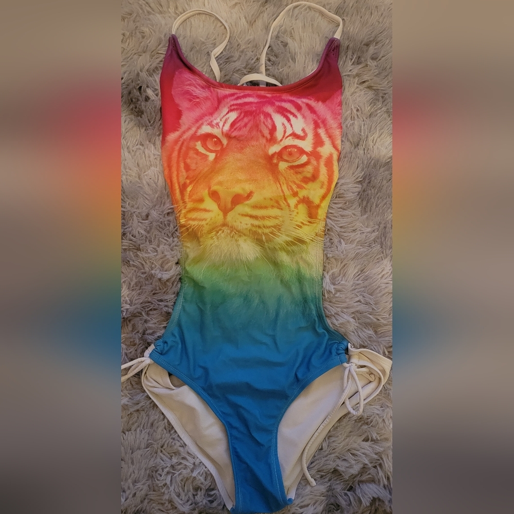 Multicolor Tiger Print One Piece Swimsuit Spring Breakers